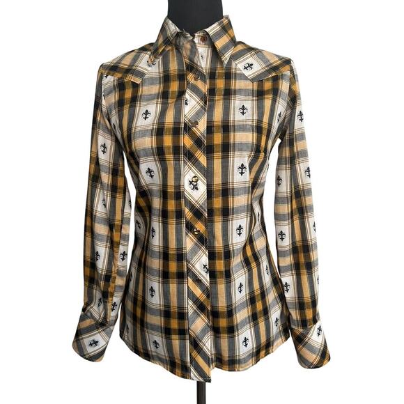 Vintage Miller Women’s Sz 9/10(*XS) Western Plaid  Embroidered Pearl Snap Shirt - Picture 1 of 10